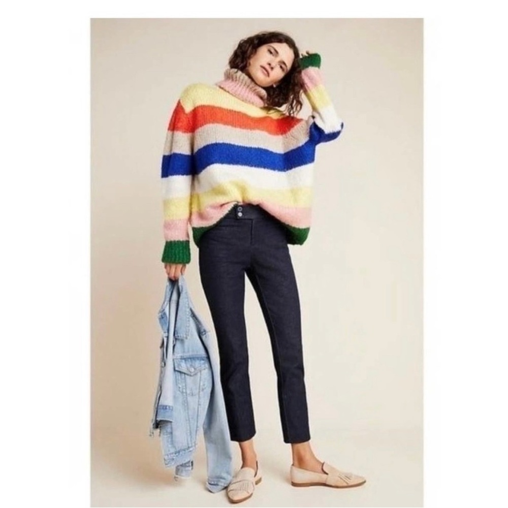 Anthropologie The Essential Slim Denim Trousers Size 12 Cropped Blue Casual